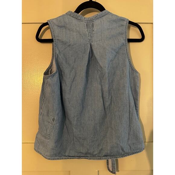 prAna Blue Organic Cotton Button up Tank Size M - Picture 2 of 6